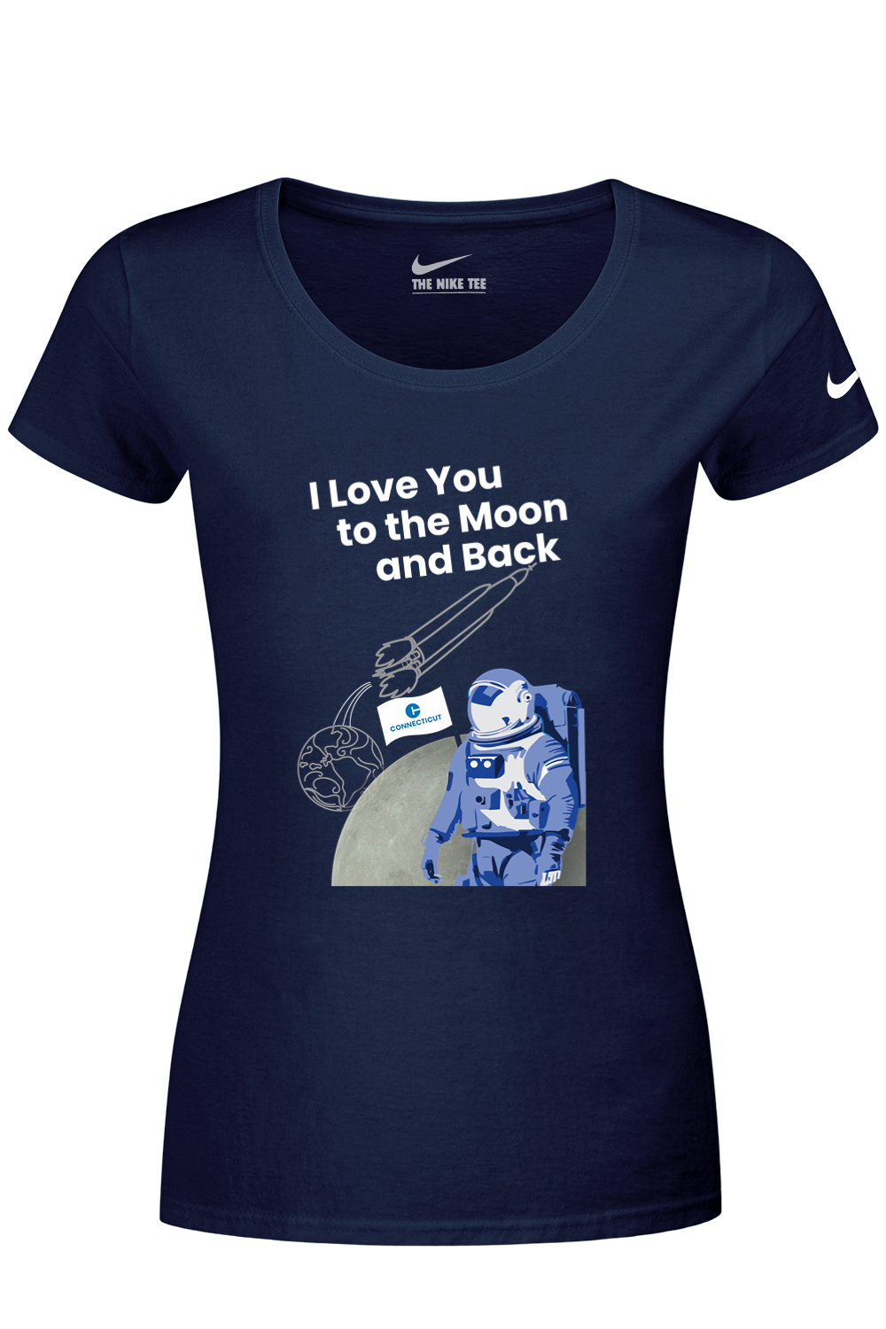 Connecticut - Moon & Back - Nike Ladies Dri-FIT Cotton/Poly Tee