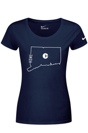 Connecticut - State Outline - Nike Ladies Dri-FIT Cotton/Poly Tee