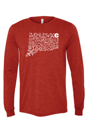 Connecticut - Iconography  State - BELLA + CANVAS Unisex Long Sleeve Tee