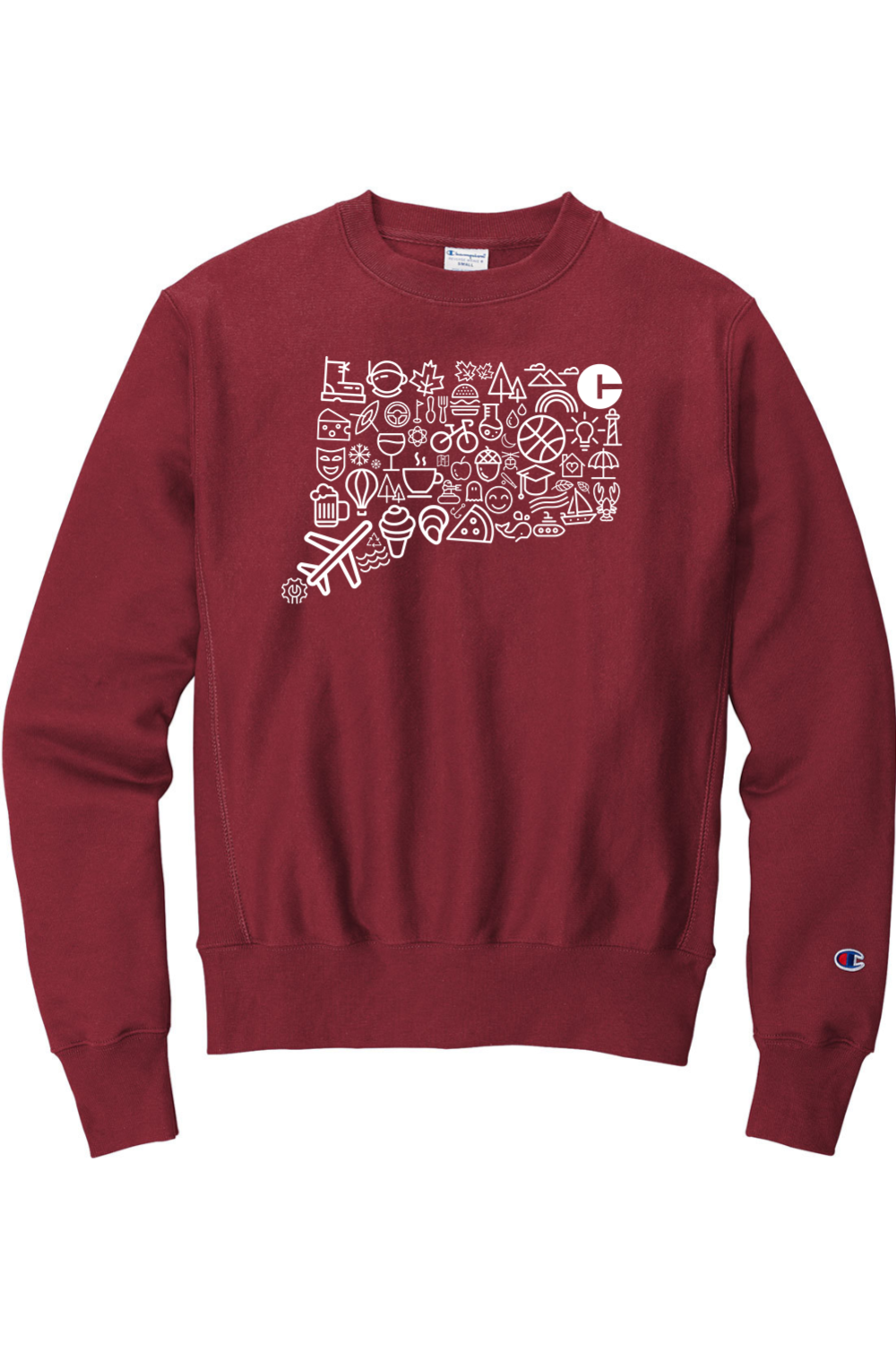Connecticut - Iconography State - Champion Crewneck Sweatshirt