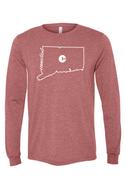 Connecticut - State Outline - BELLA + CANVAS Unisex Long Sleeve Tee