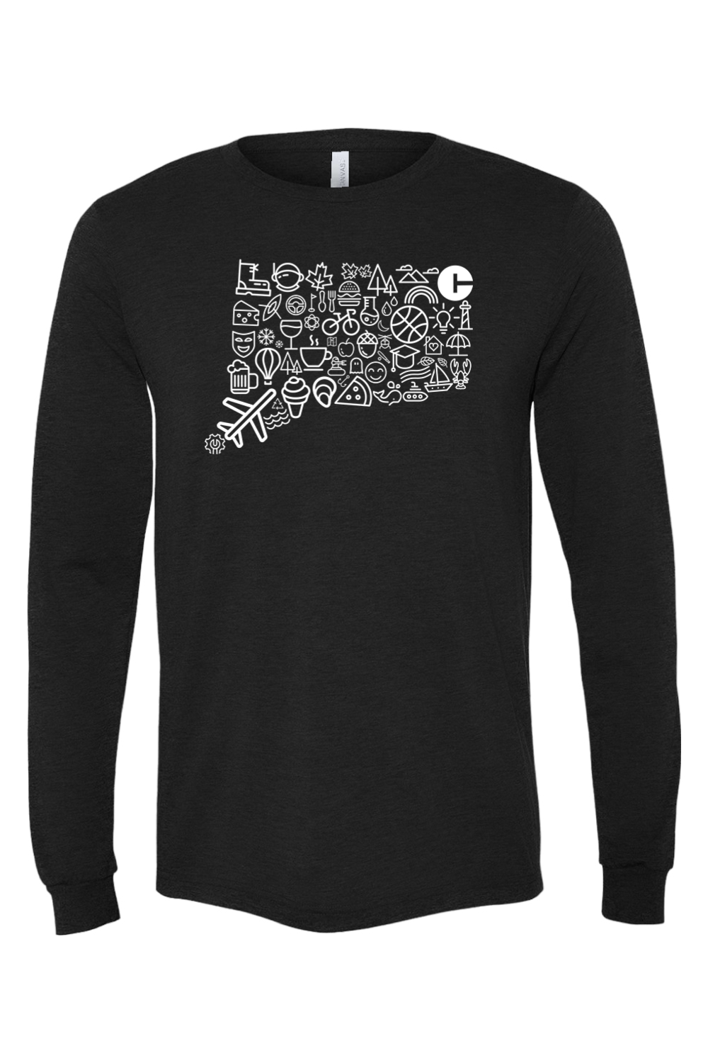 Connecticut - Iconography  State - BELLA + CANVAS Unisex Long Sleeve Tee