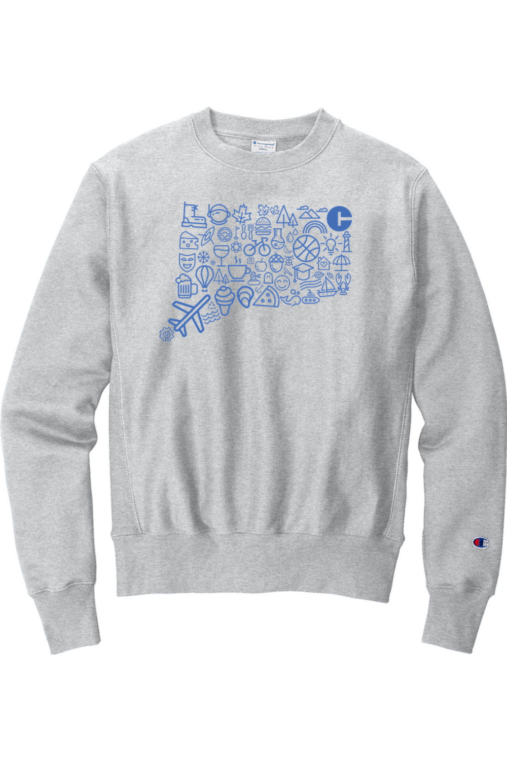 Connecticut - Icons Collage - Champion Crewneck Sweatshirt