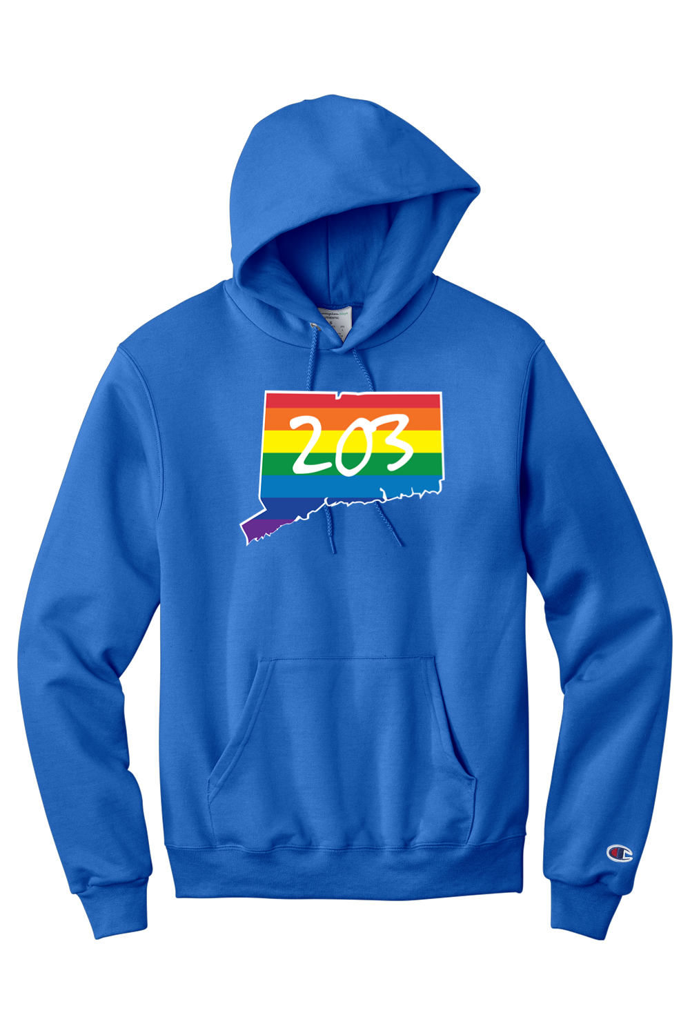 Connecticut - Area Code - Champion Hooded Sweatshirt
