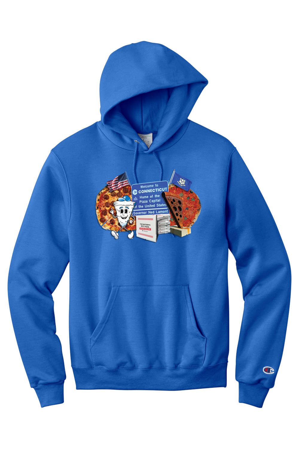 Connecticut - Pizza Collage - Champion Hooded Sweatshirt
