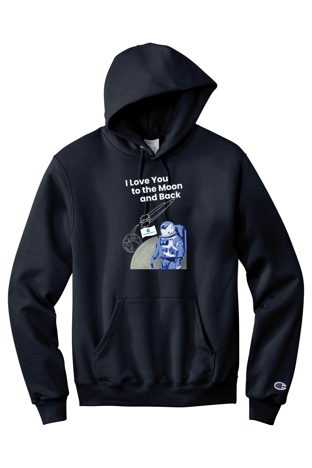 Connecticut - Moon & Back - Champion Hooded Sweatshirt