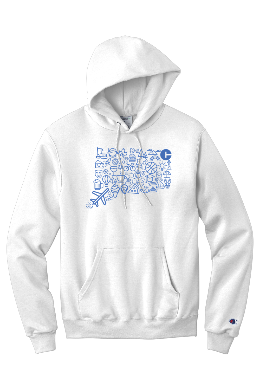 Connecticut - Icons Collage - Champion Hooded Sweatshirt