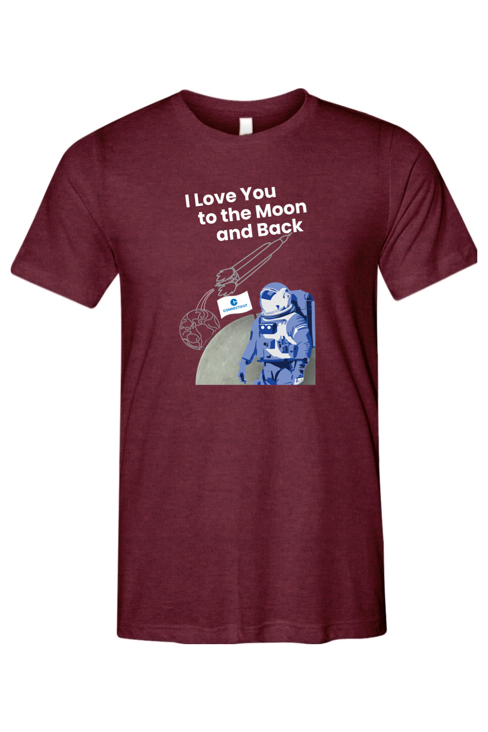 Connecticut - Moon & Back - Bella + Canvas Short Sleeve Tee