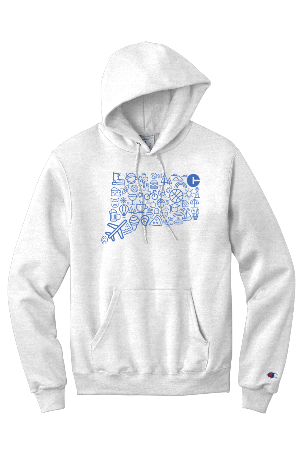 Connecticut - Icons Collage - Champion Hooded Sweatshirt