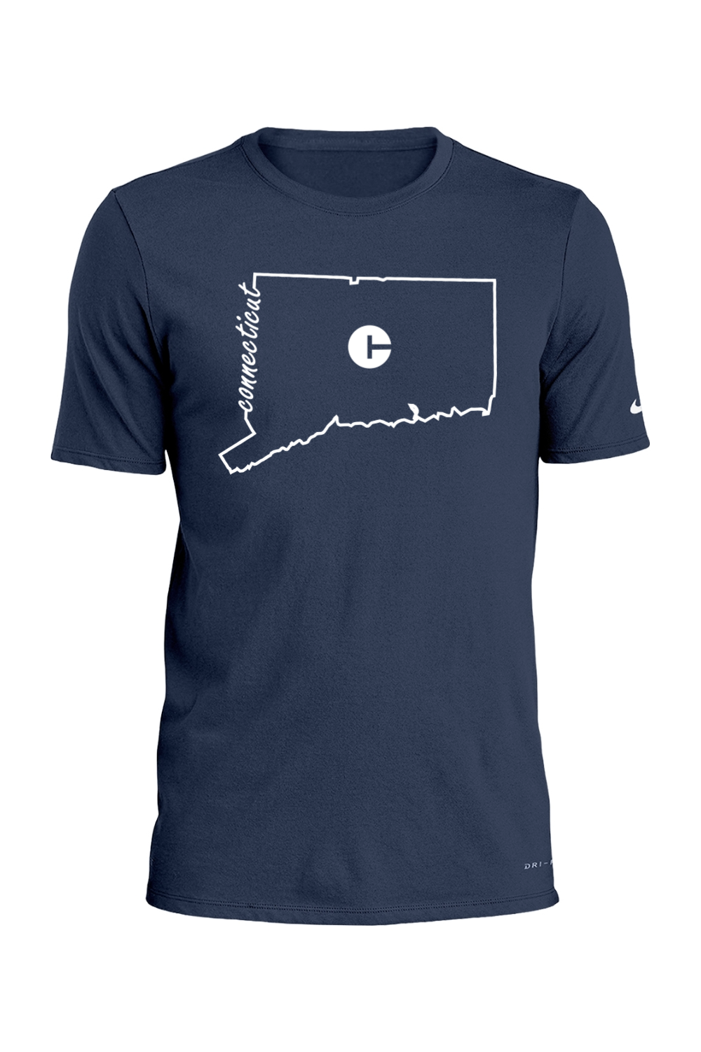 Connecticut - State Outline - Nike Dri-FIT Cotton/Poly Tee