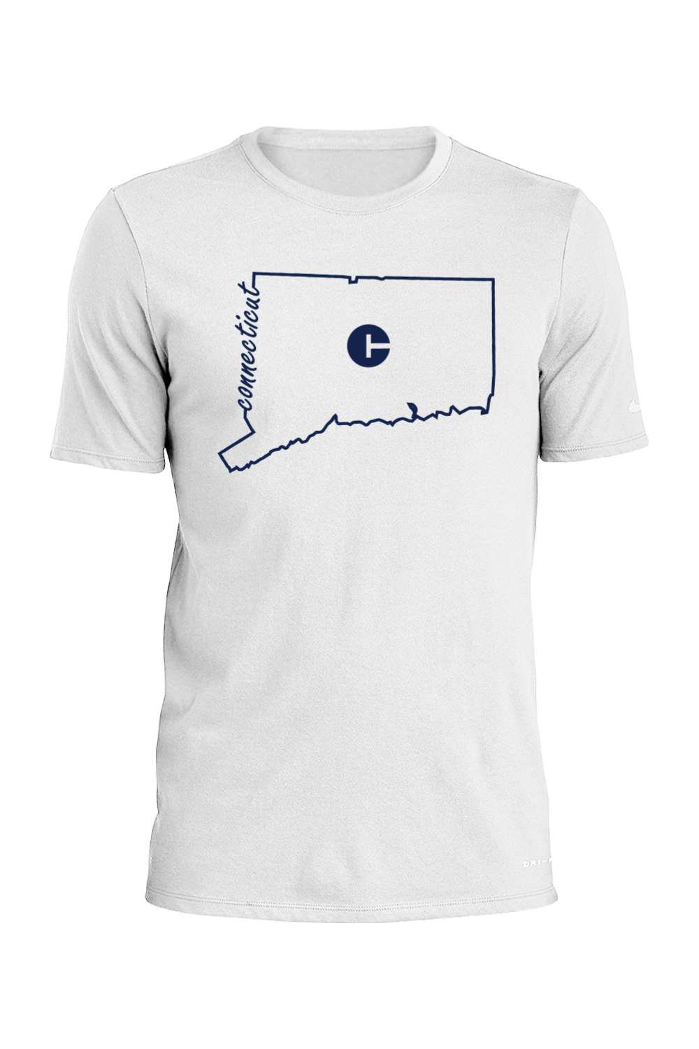 Connecticut - State Outline - Nike Dri-FIT Cotton/Poly Tee