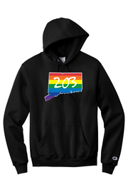 Connecticut - Area Code - Champion Hooded Sweatshirt