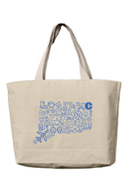 Connecticut - Icons Collage - Augusta Sportswear Jumbo Tote