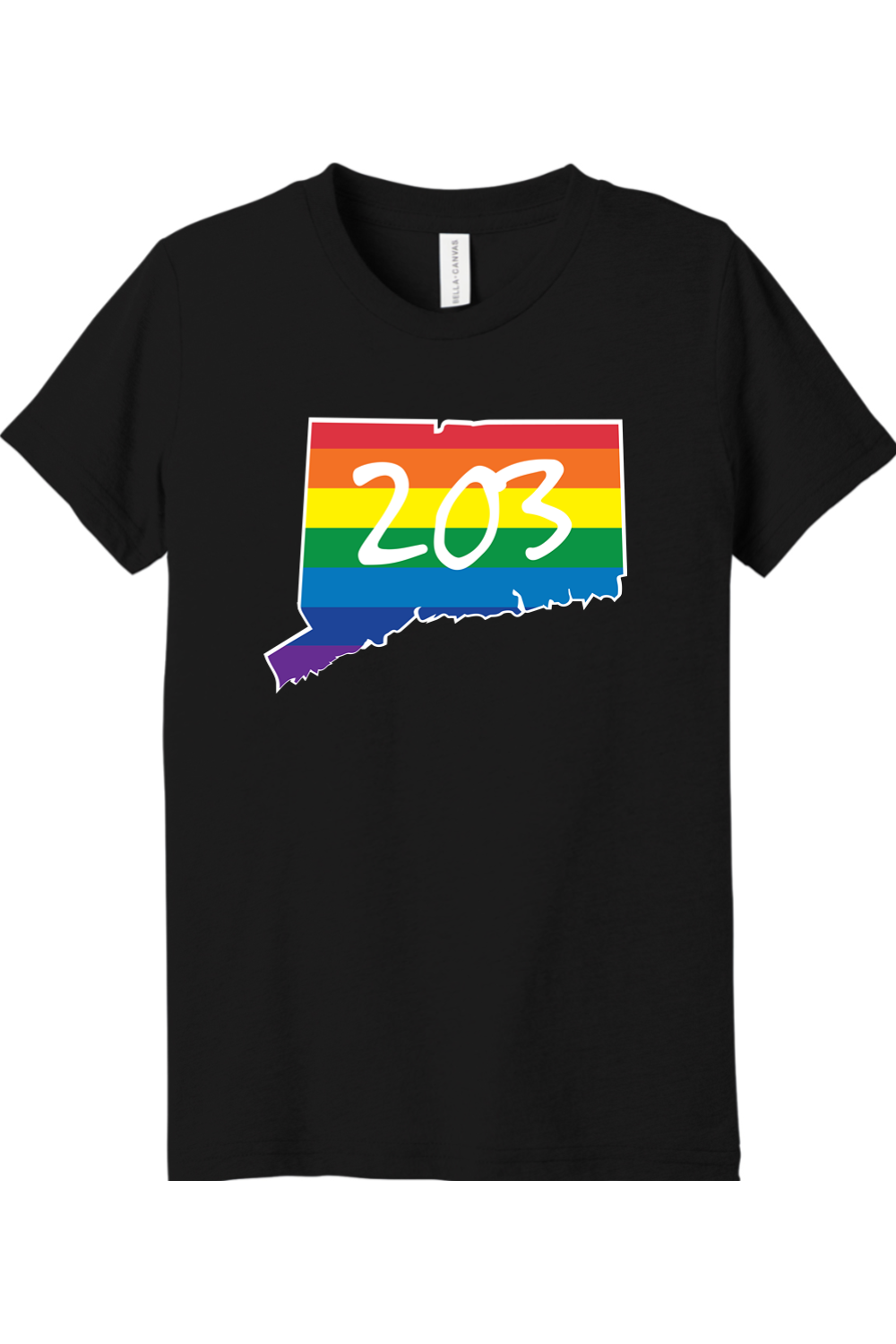 Connecticut - Area Code - Youth BELLA+CANVAS Short Sleeve Tee