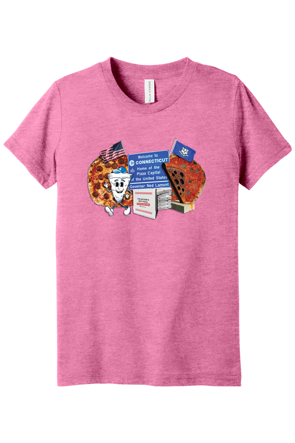 Connecticut - Pizza Collage - Youth BELLA+CANVAS Short Sleeve Tee