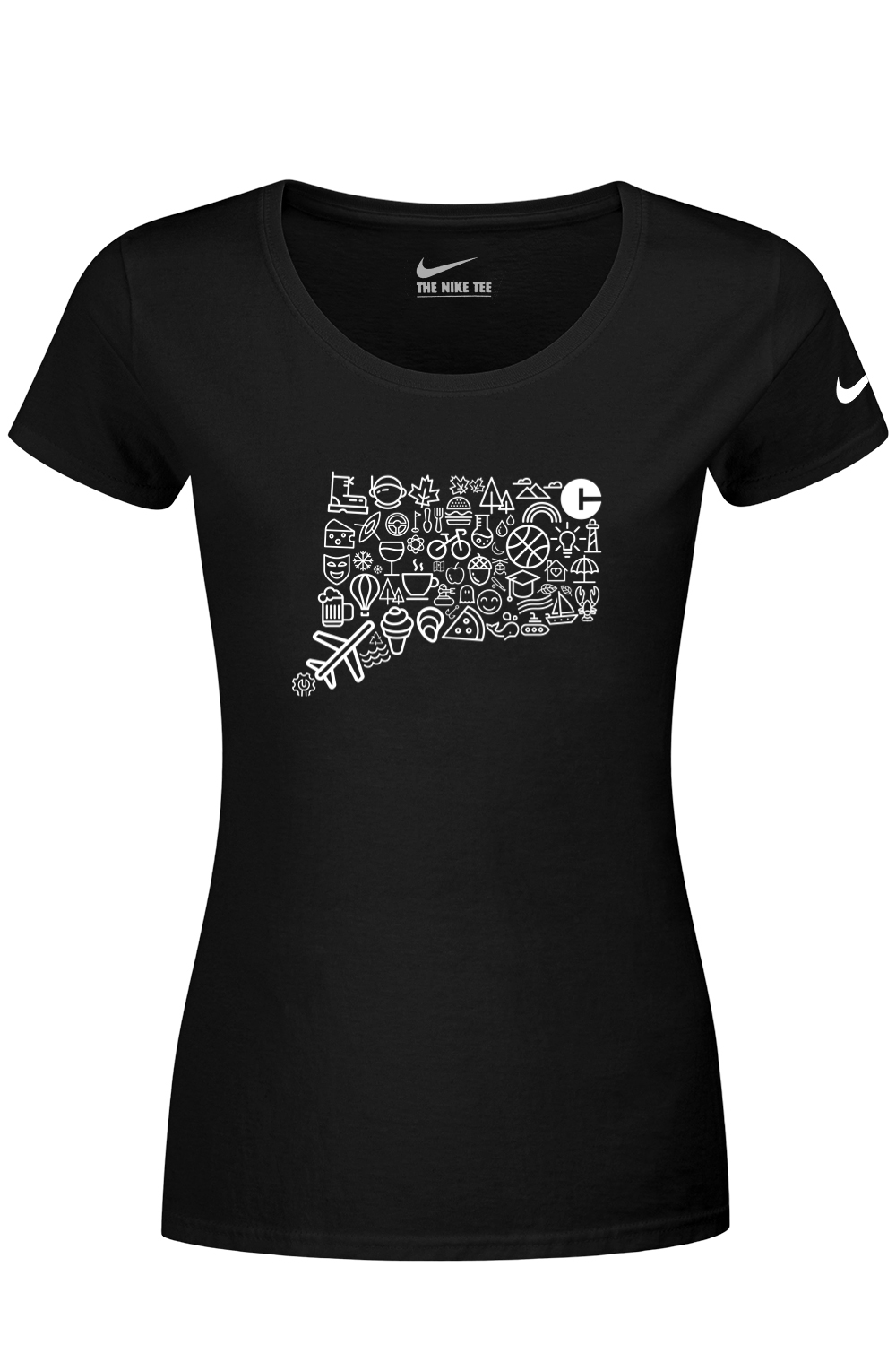 Connecticut - Iconography State - Nike Ladies Dri-FIT Cotton/Poly Tee